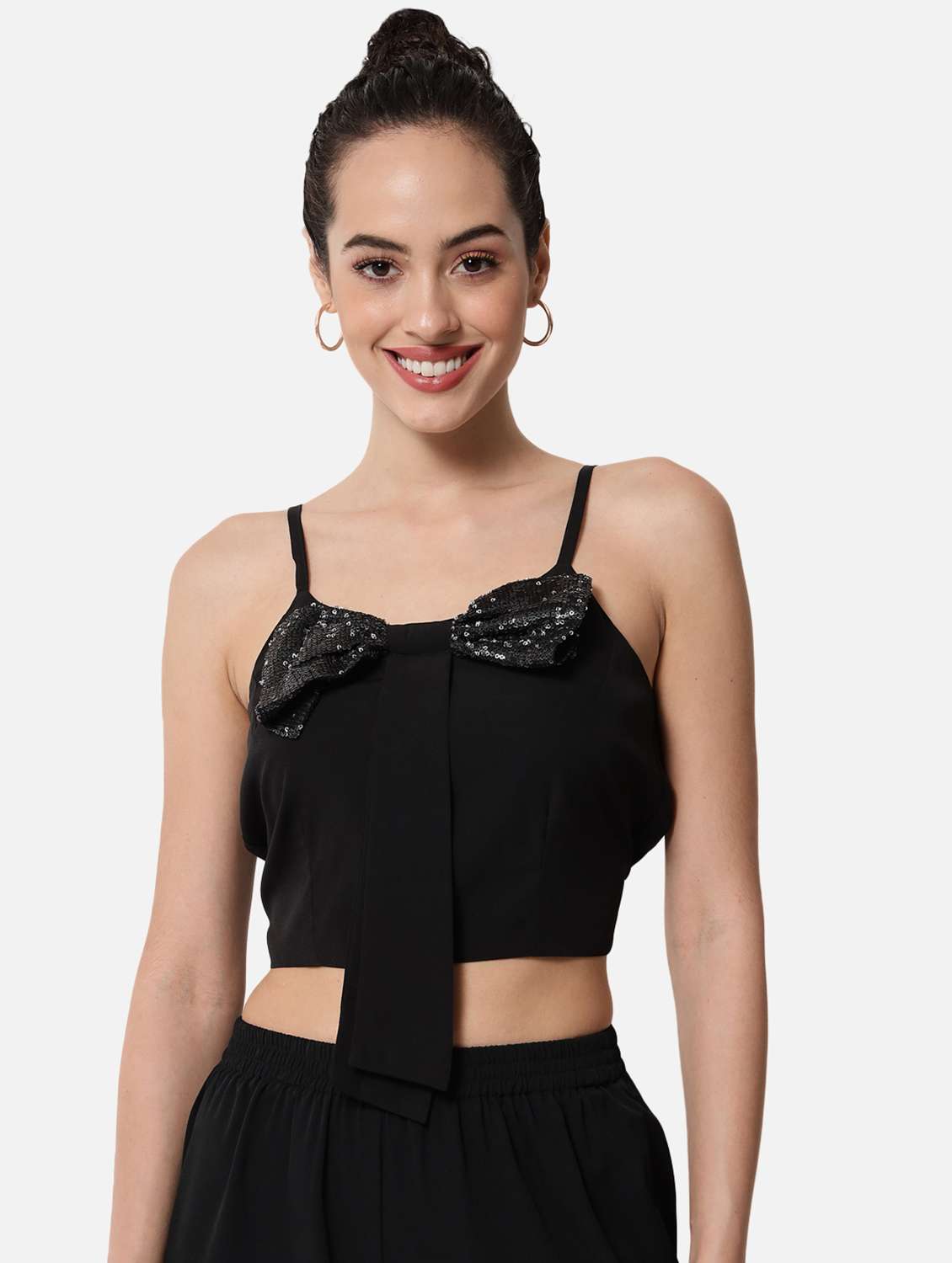 women's crop shoulder strap top