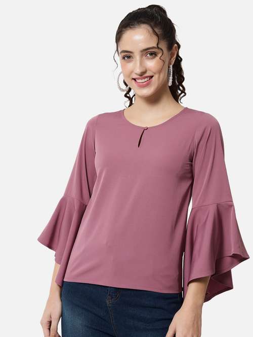 women's a line key hole neck top - 19086778 - Standard Image - 0