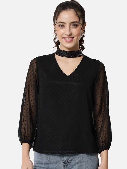 women's straight v neck top - 19086782 - Standard Image - 0