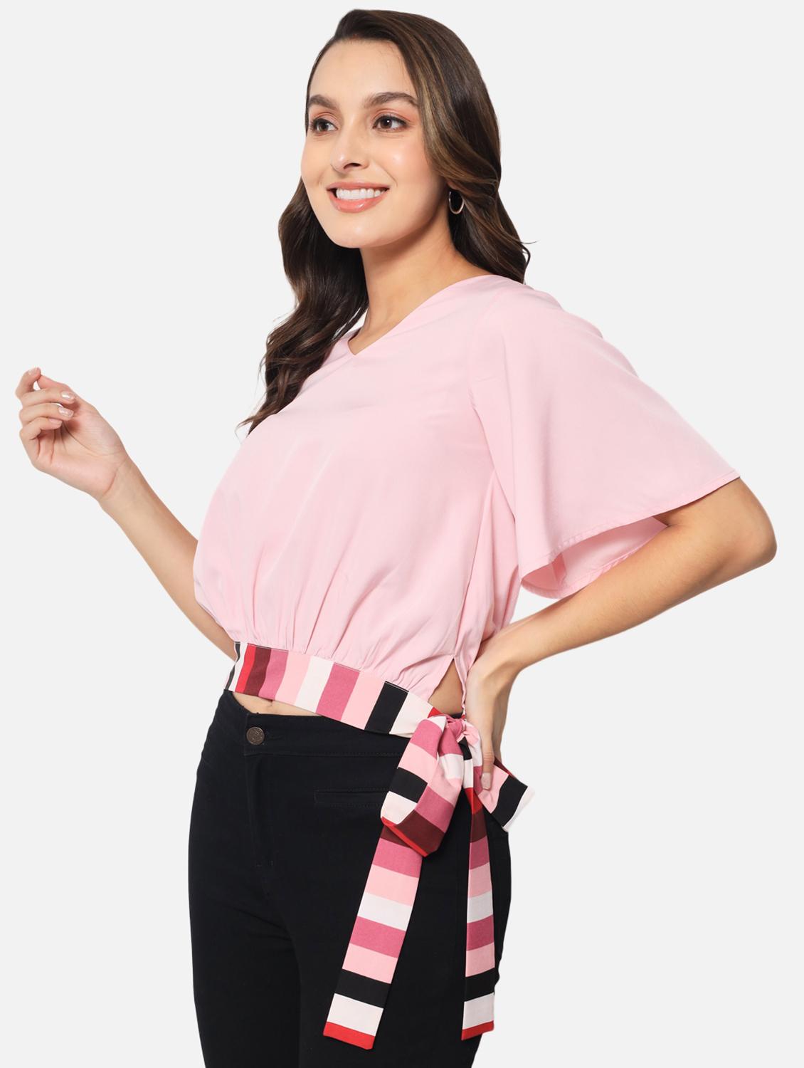 women's crop v neck top - 19086799 - Standard Image - 2
