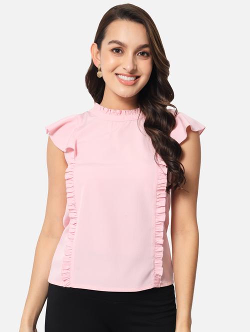 women's ruffle mock neck top - 19086805 - Standard Image - 0