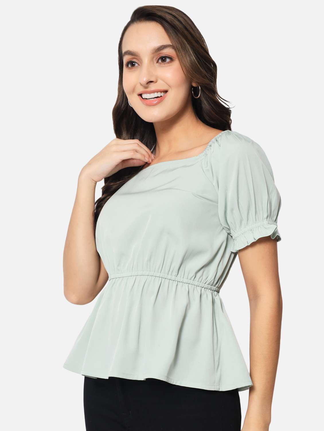women's peplum square neck top - 19086808 -  Standard Image - 2