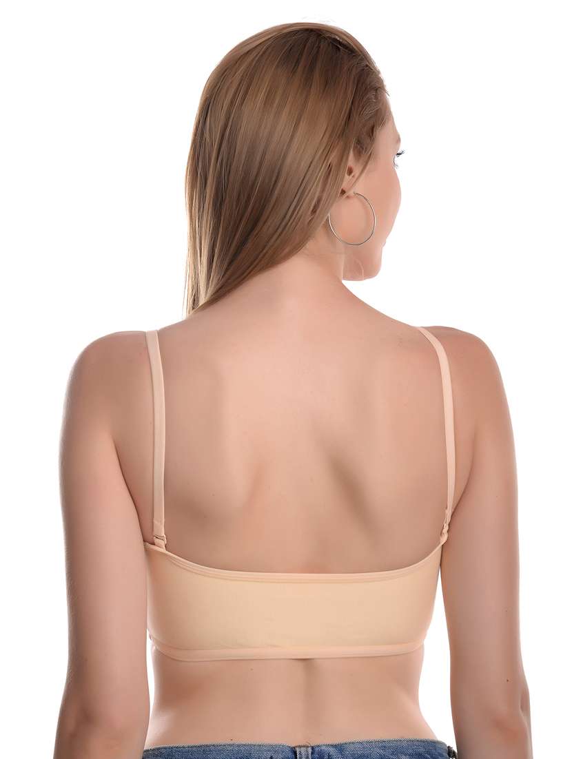 beige solid sports bra - 19087068 -  Standard Image - 2