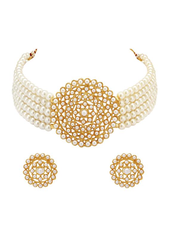 white brass necklaces and earring - 19087166 - Zoom Image - 0