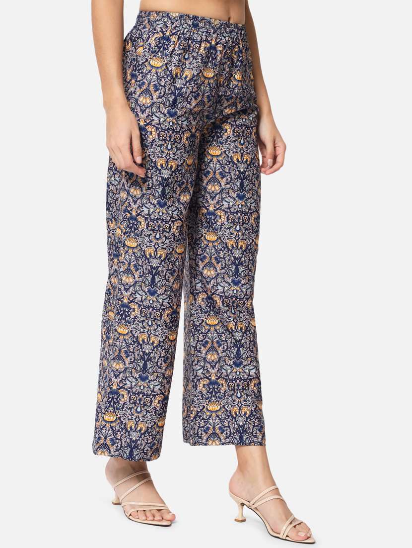 Mid Rise Printed Straight Palazzo