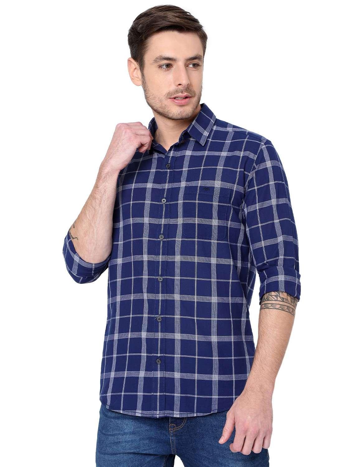 blue cotton casual shirt