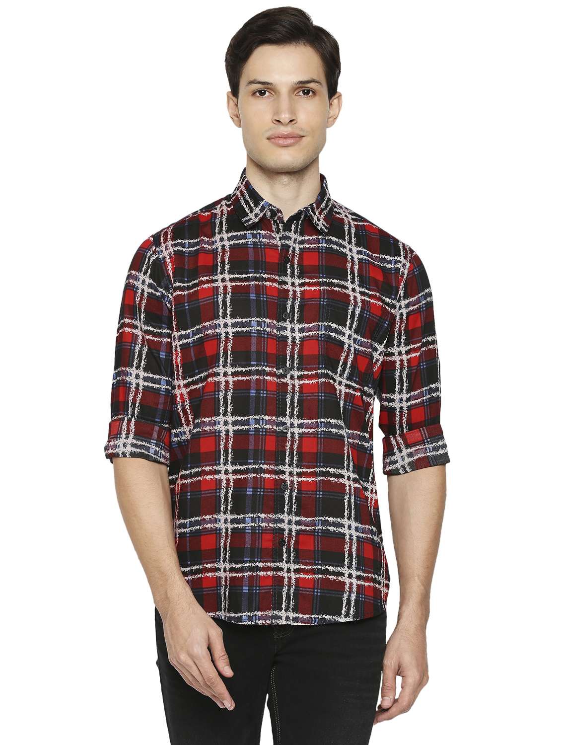 red cotton casual shirt