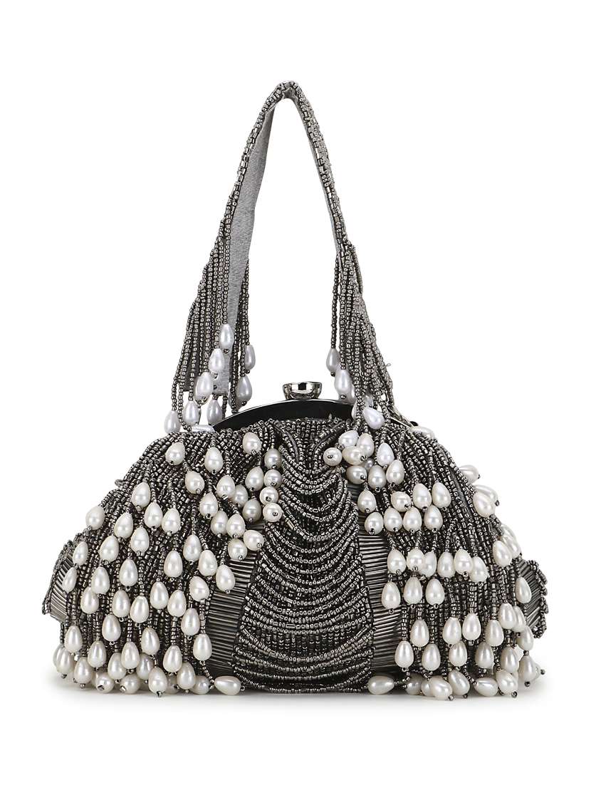 grey faux silk regular clutch