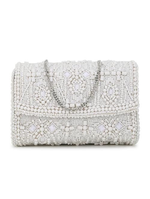 white faux silk regular clutch - 19088678 -  Standard Image - 0