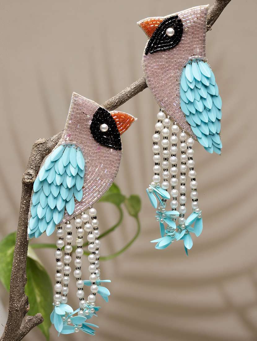 blue quirky handcrafted drop earrings