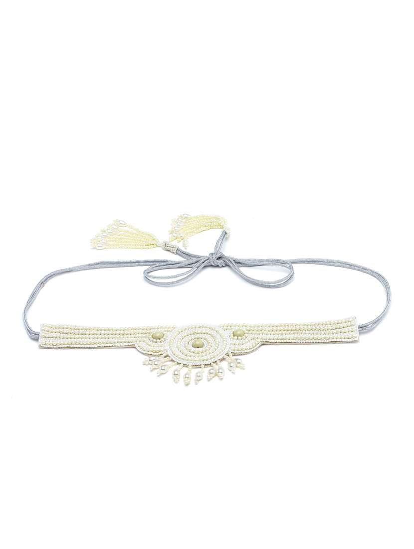 white embellished belt