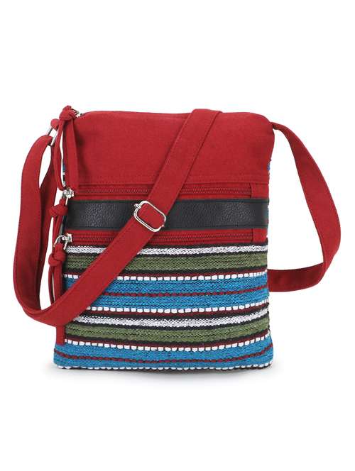 multi stripes canvas satchel