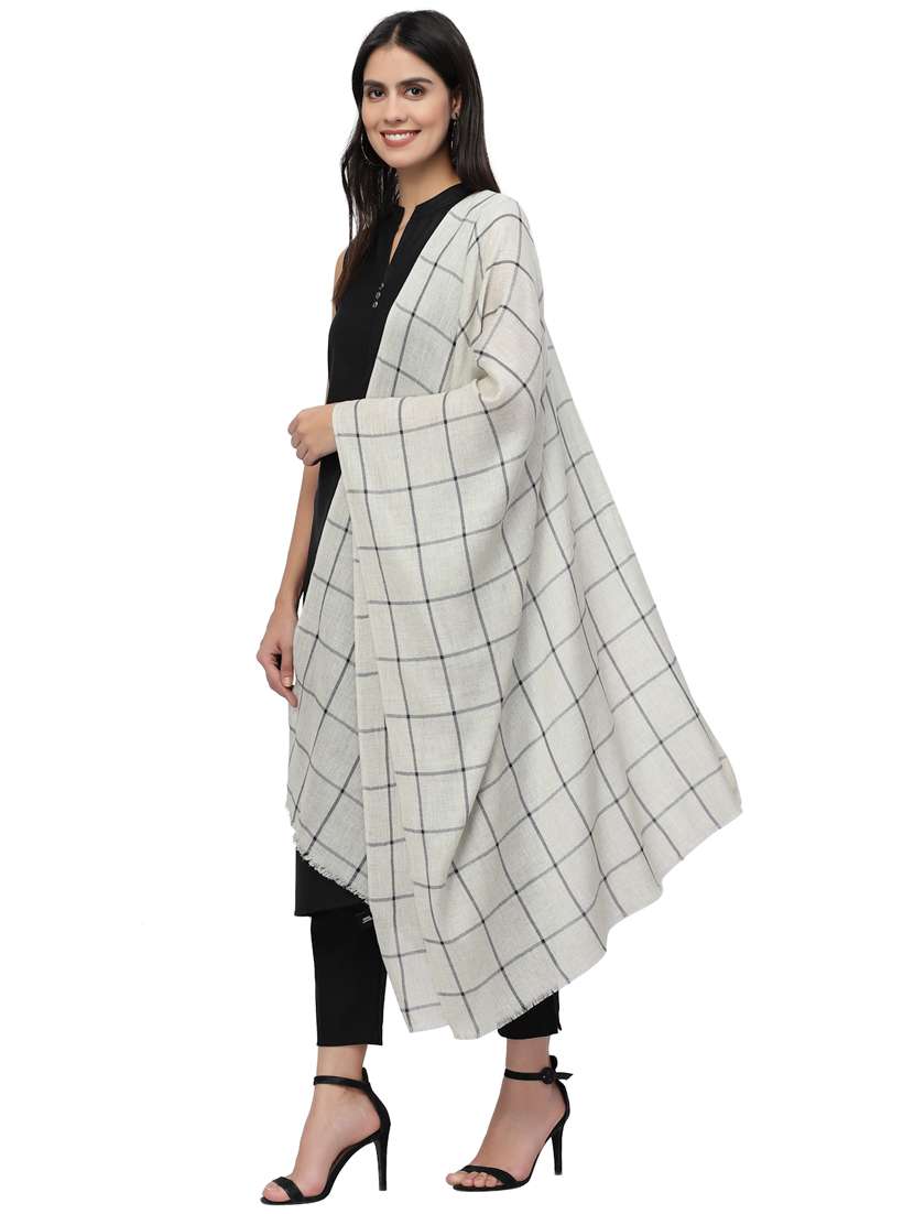 women's checks print stole - 19088899 - Standard Image - 2