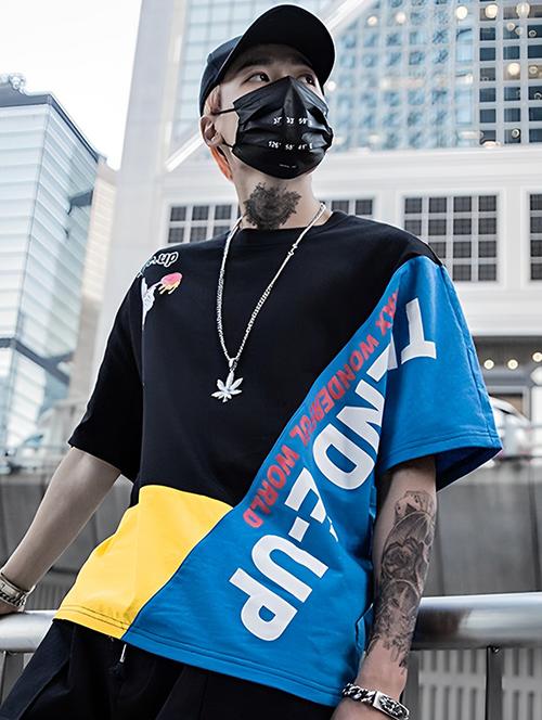 men black oversized front & back printed t-shirt - 19088904 - Standard Image - 0