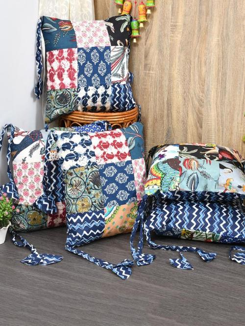 indhome life pure cotton 16x16inches reversible decorative tassels patch work cushion  - 19088987 -  Standard Image - 0