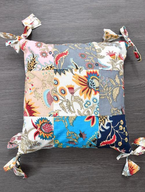 indhome life pure cotton 16x16inches reversible decorative tassels patch work cushion  - 19088988 -  Standard Image - 0