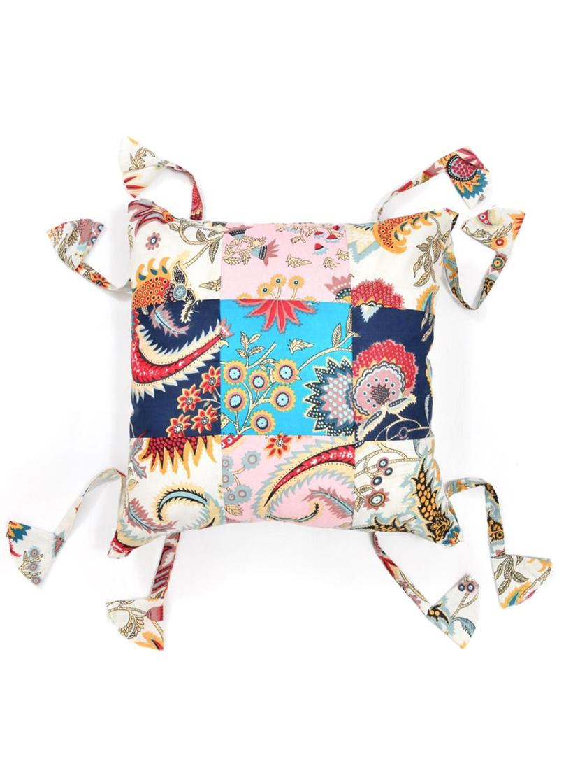 indhome life pure cotton 16x16inches reversible decorative tassels patch work cushion  - 19088990 -  Zoom Image - 0