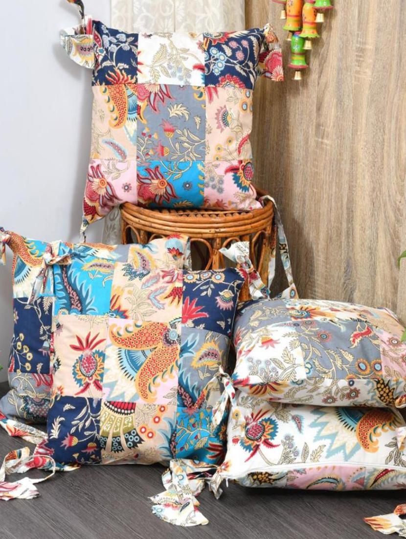 indhome life pure cotton 16x16inches reversible decorative tassels patch work cushion  - 19088991 -  Zoom Image - 0