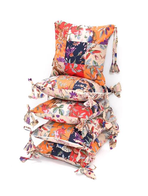 indhome life pure cotton 16x16inches reversible decorative tassels patch work cushion - 19088994 - Standard Image - 0
