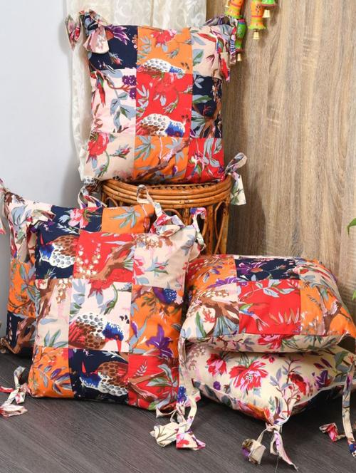 indhome life pure cotton 16x16inches reversible decorative tassels patch work cushion  - 19088995 -  Standard Image - 0