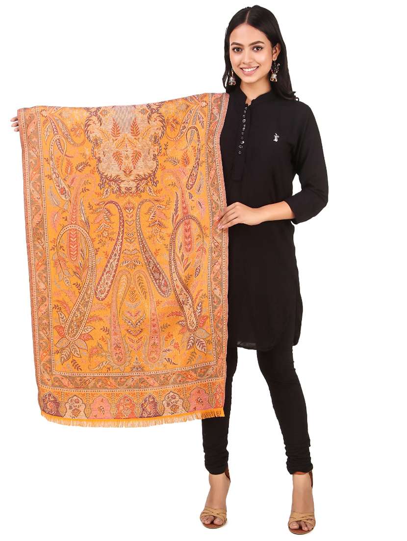 orange self design scarf