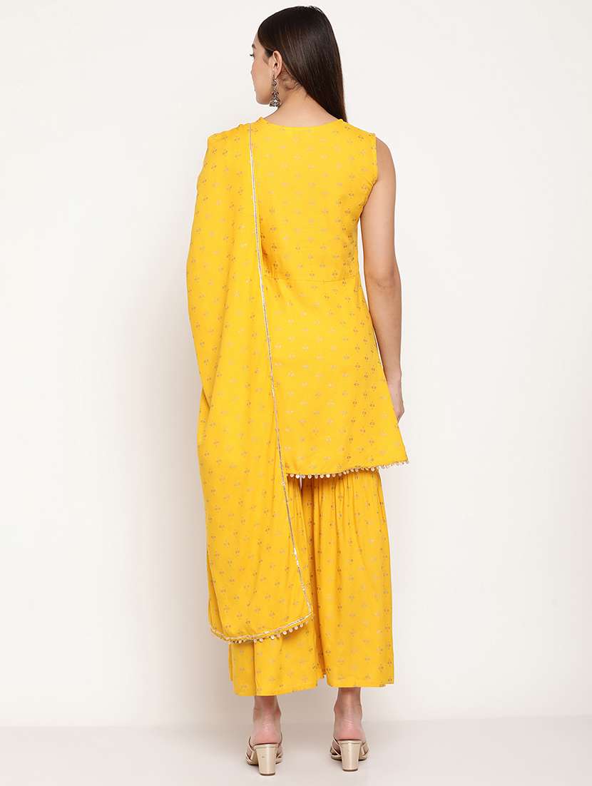 yellow kurta sharara dupatta set - 19089675 -  Standard Image - 2