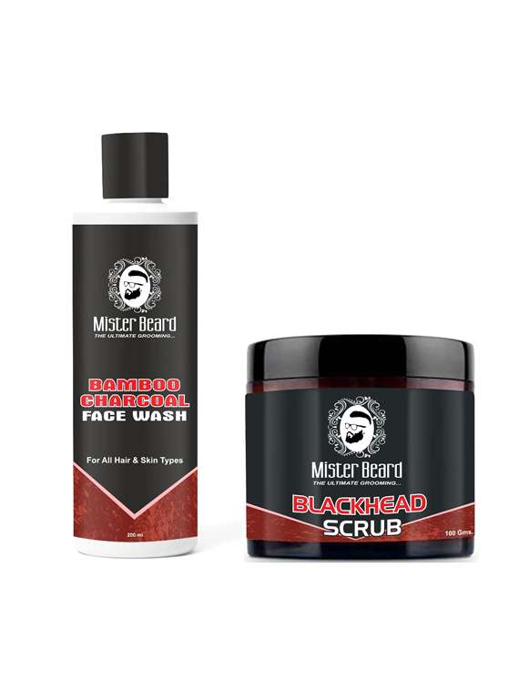 bamboo charcoal facewash 200ml with activated blackheads scrub 100gm