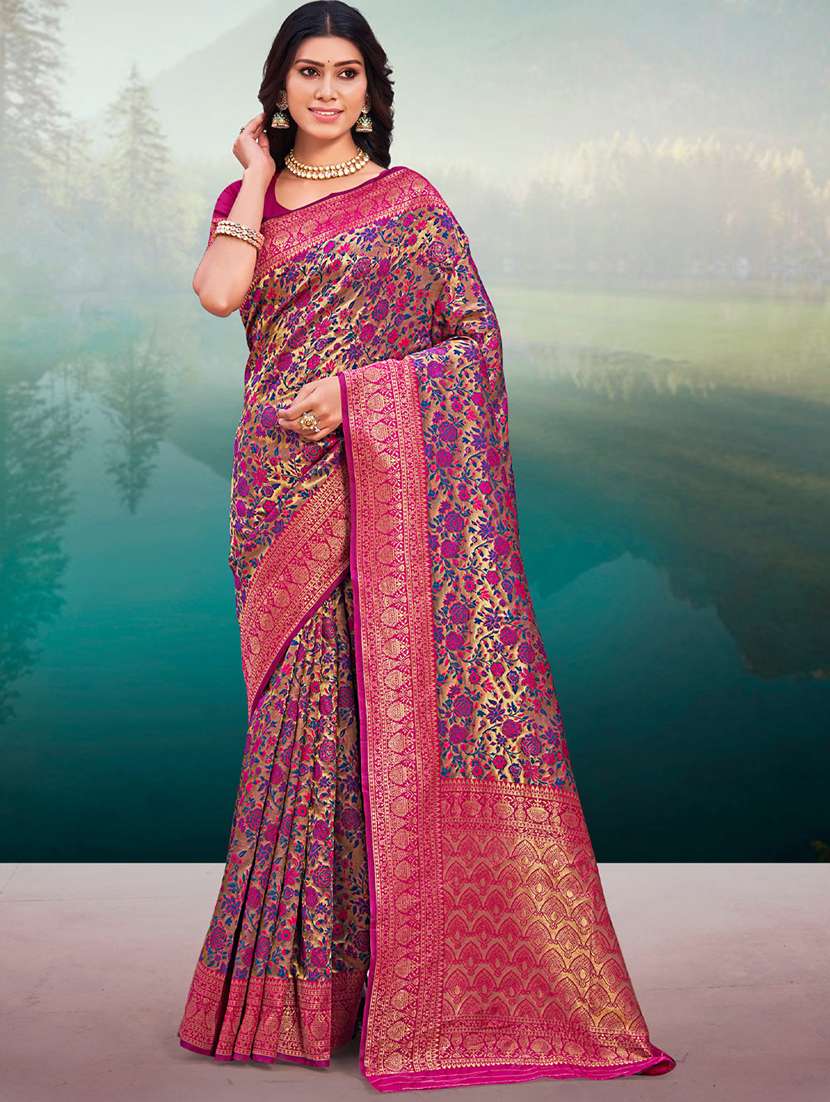 women's self design multi colored saree