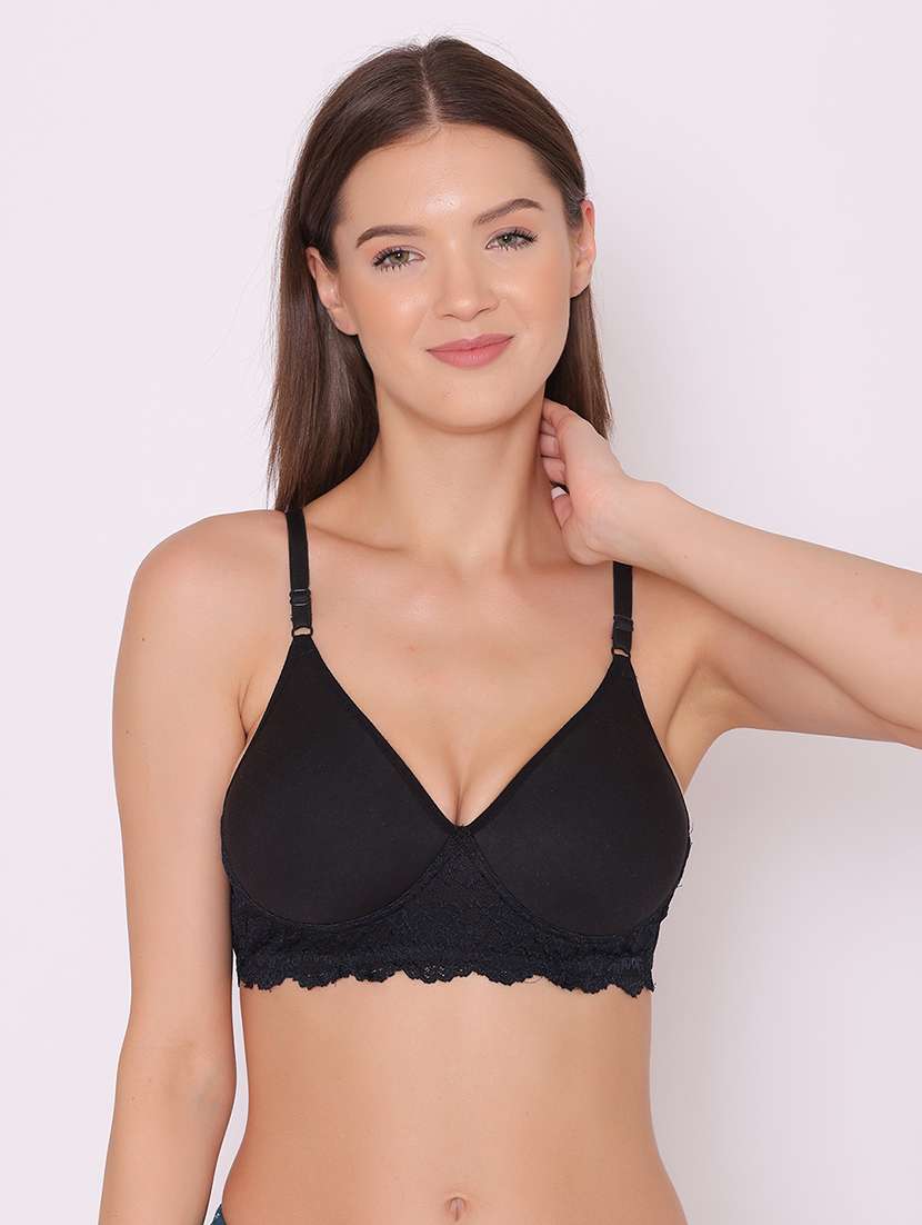 black cotton regular bra