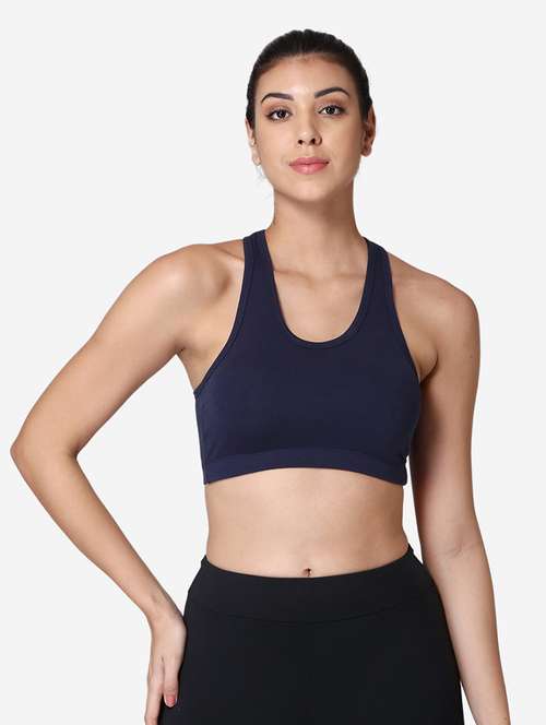blue cotton sports bra - 19100710 - Standard Image - 0