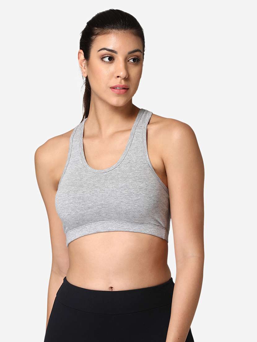 grey cotton sports bra
