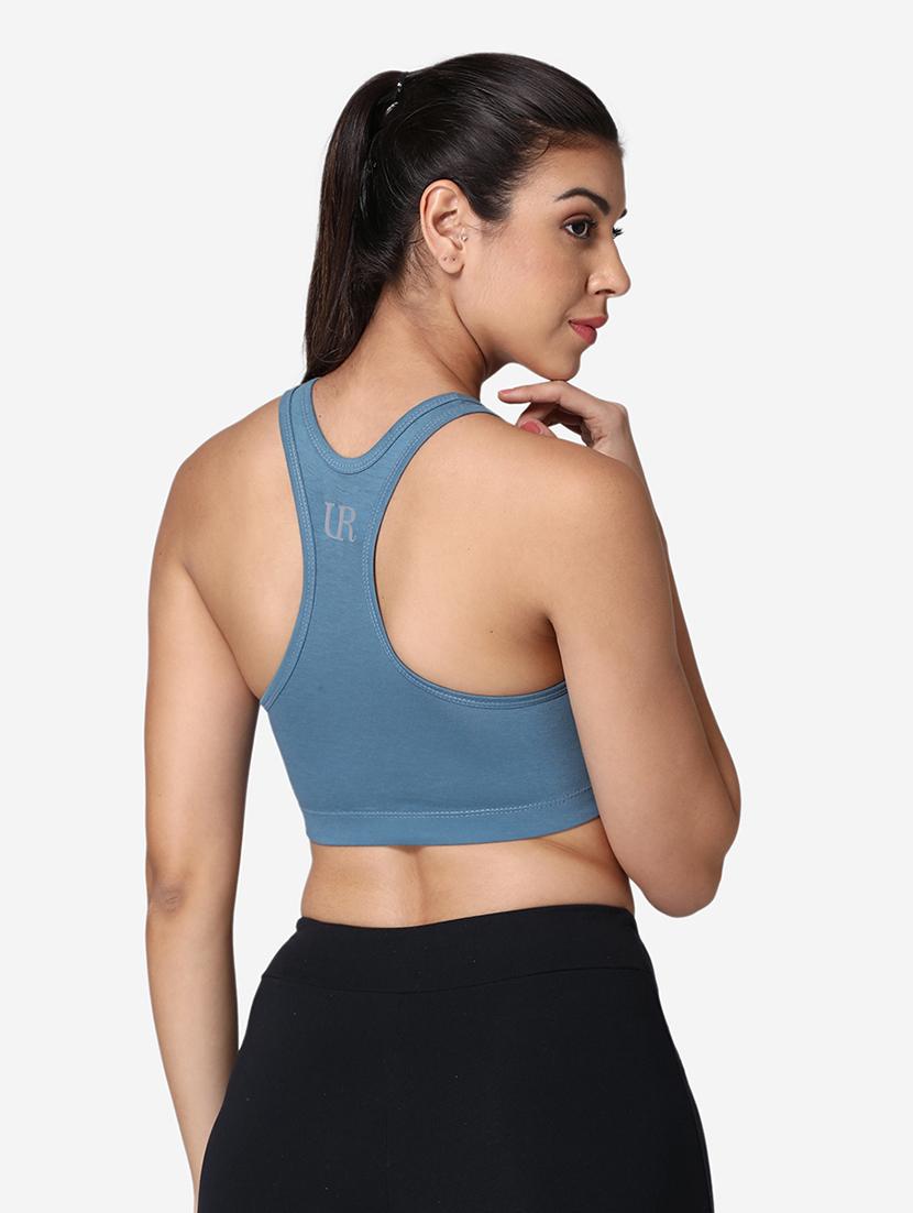 blue cotton sports bra - 19100715 - Standard Image - 2