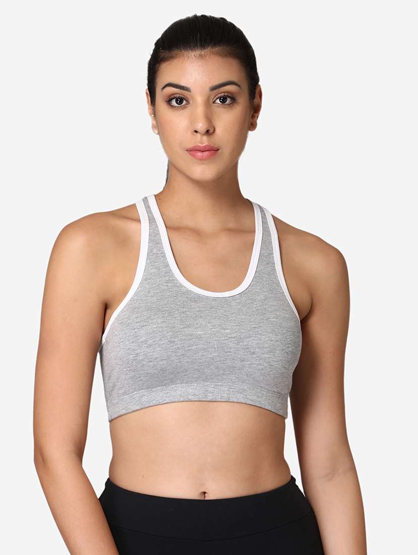 grey cotton sports bra