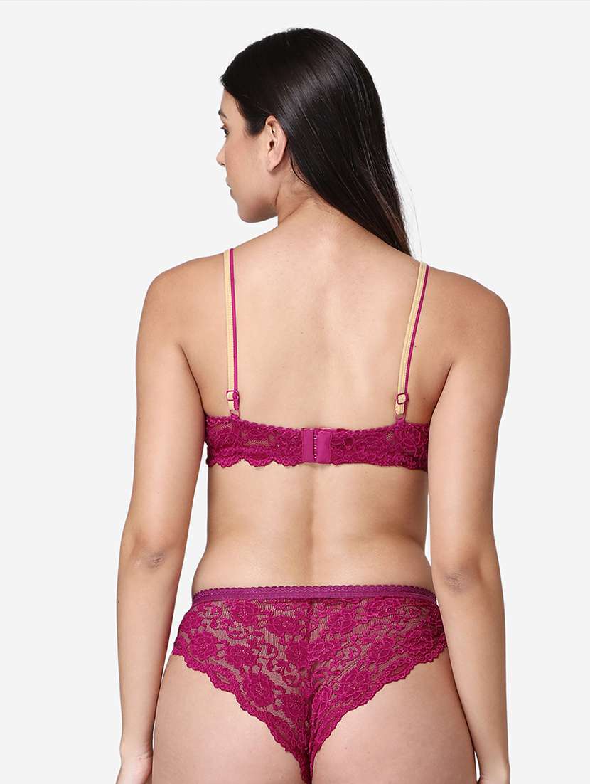purple laced bra and panty set - 19100735 -  Standard Image - 2