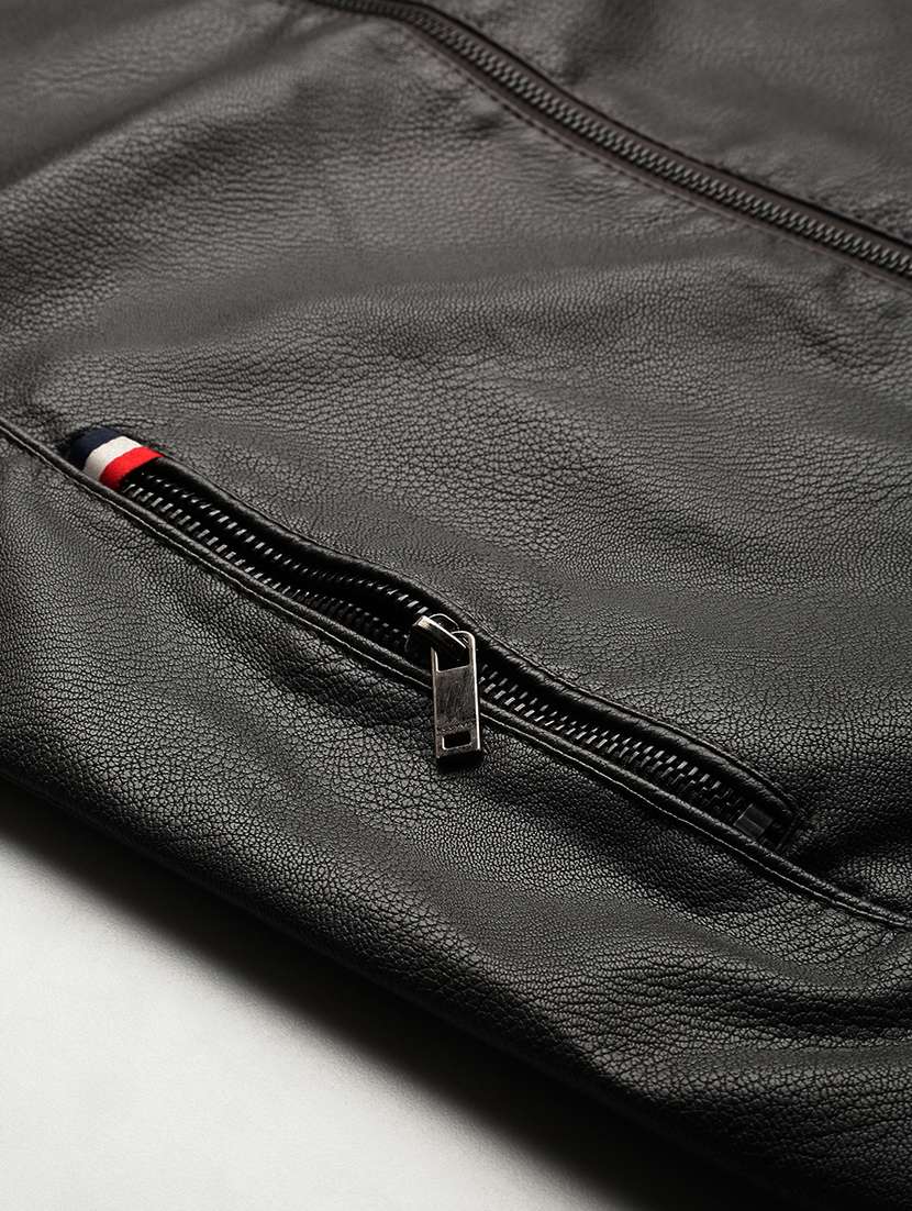 Grey Leather Casual Jacket - 19101546 -  Standard Image - 7