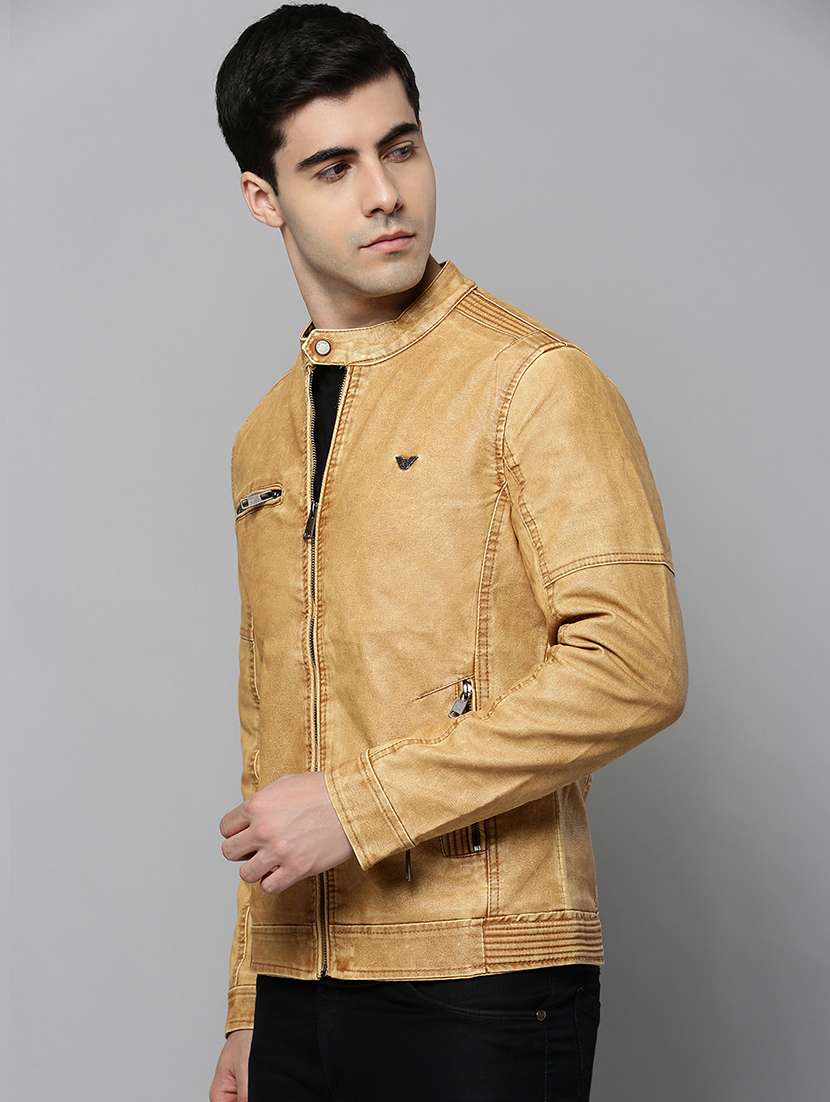 beige leather casual jacket - 19101565 -  Standard Image - 2