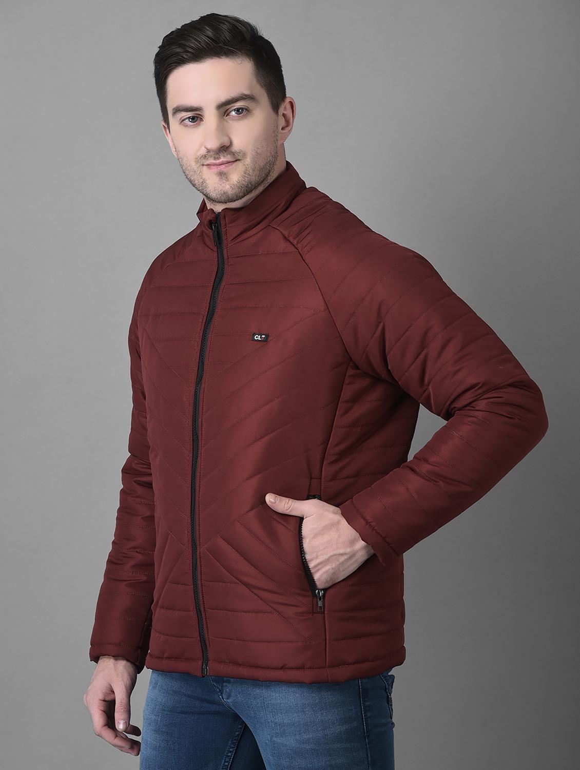 men maroon solid long sleeve quilted jacket - 19102191 - Standard Image - 2