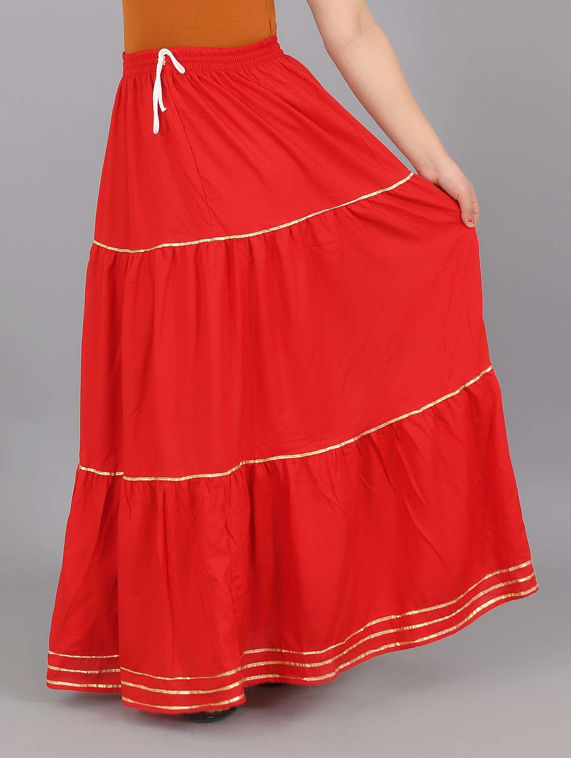 red solid flared skirt - 19103009 - Standard Image - 2