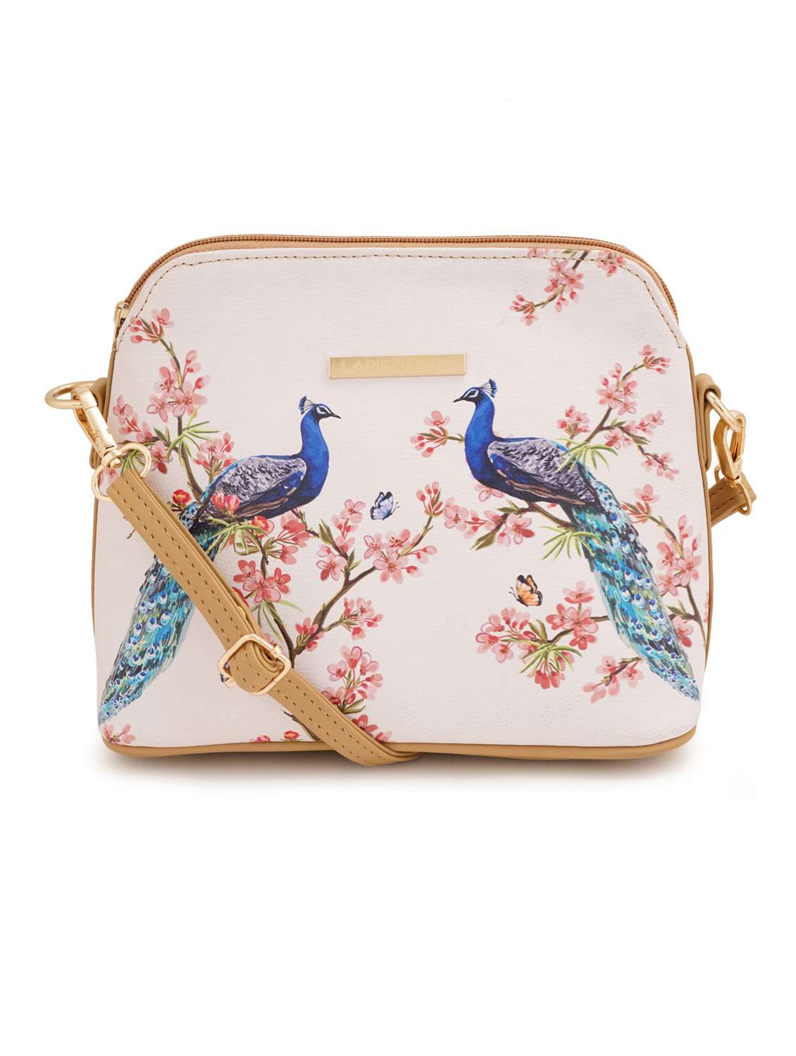 beige leatherette (pu) sling bag