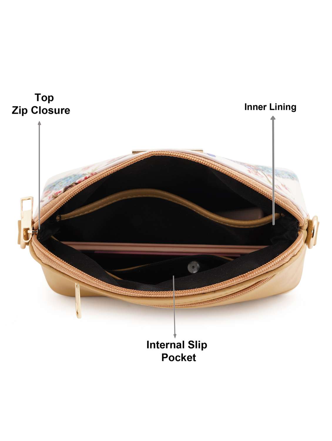 beige leatherette (pu) sling bag - 19108467 - Standard Image - 2