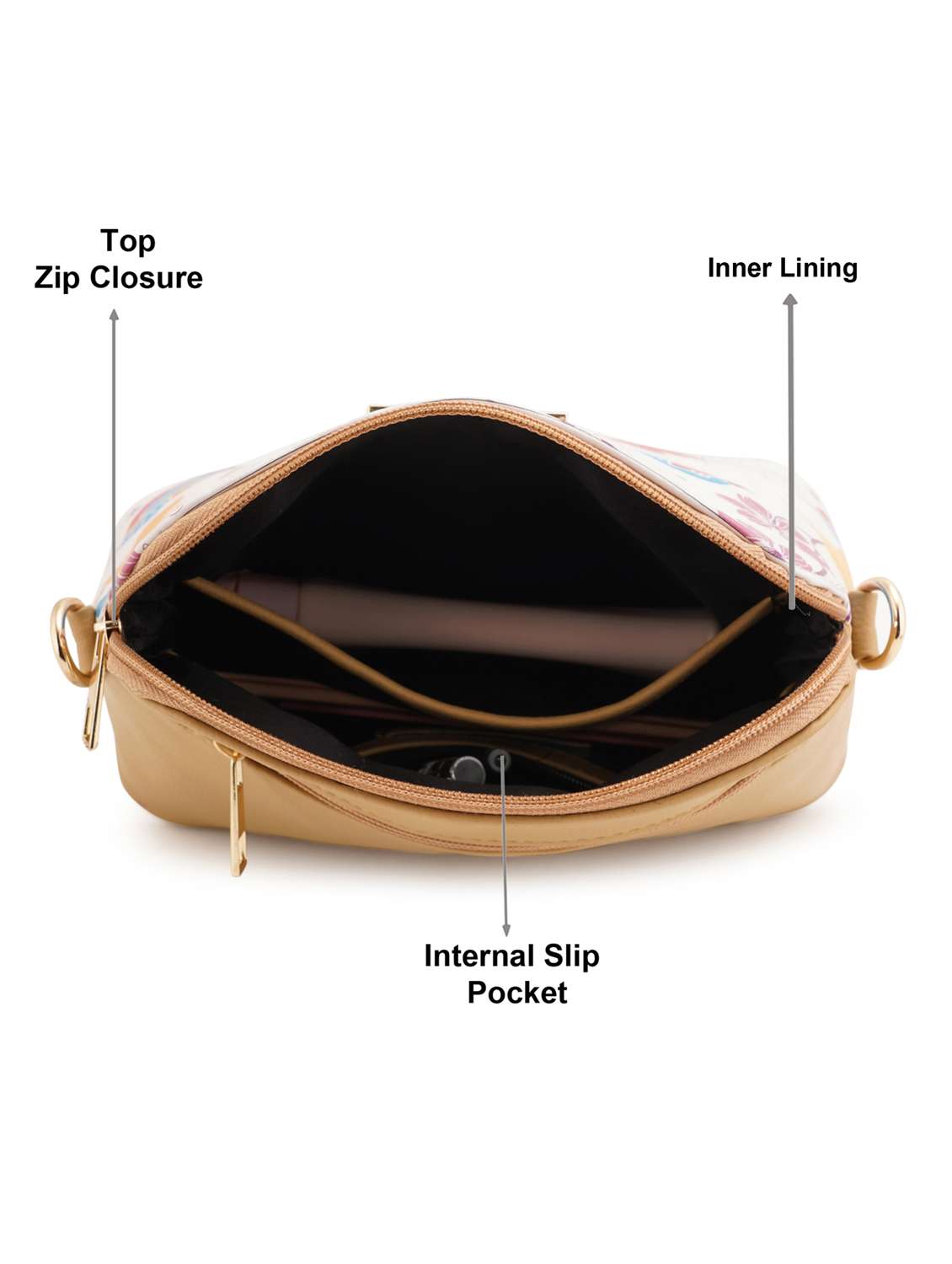 beige leatherette (pu) sling bag - 19108468 - Standard Image - 2
