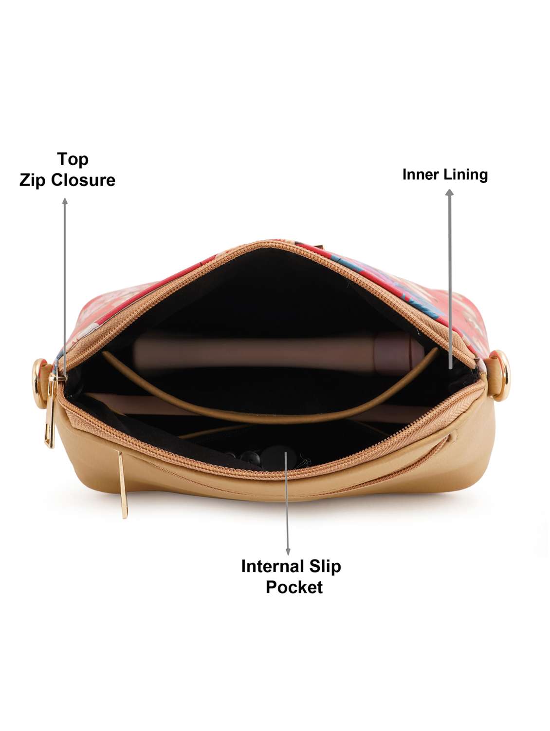 beige leatherette (pu) sling bag - 19108469 - Standard Image - 2