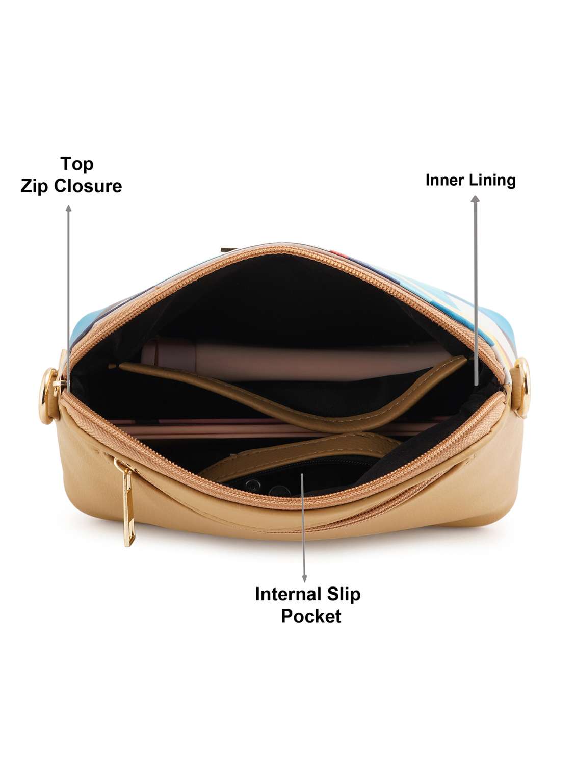 beige leatherette (pu) sling bag - 19108470 - Standard Image - 2