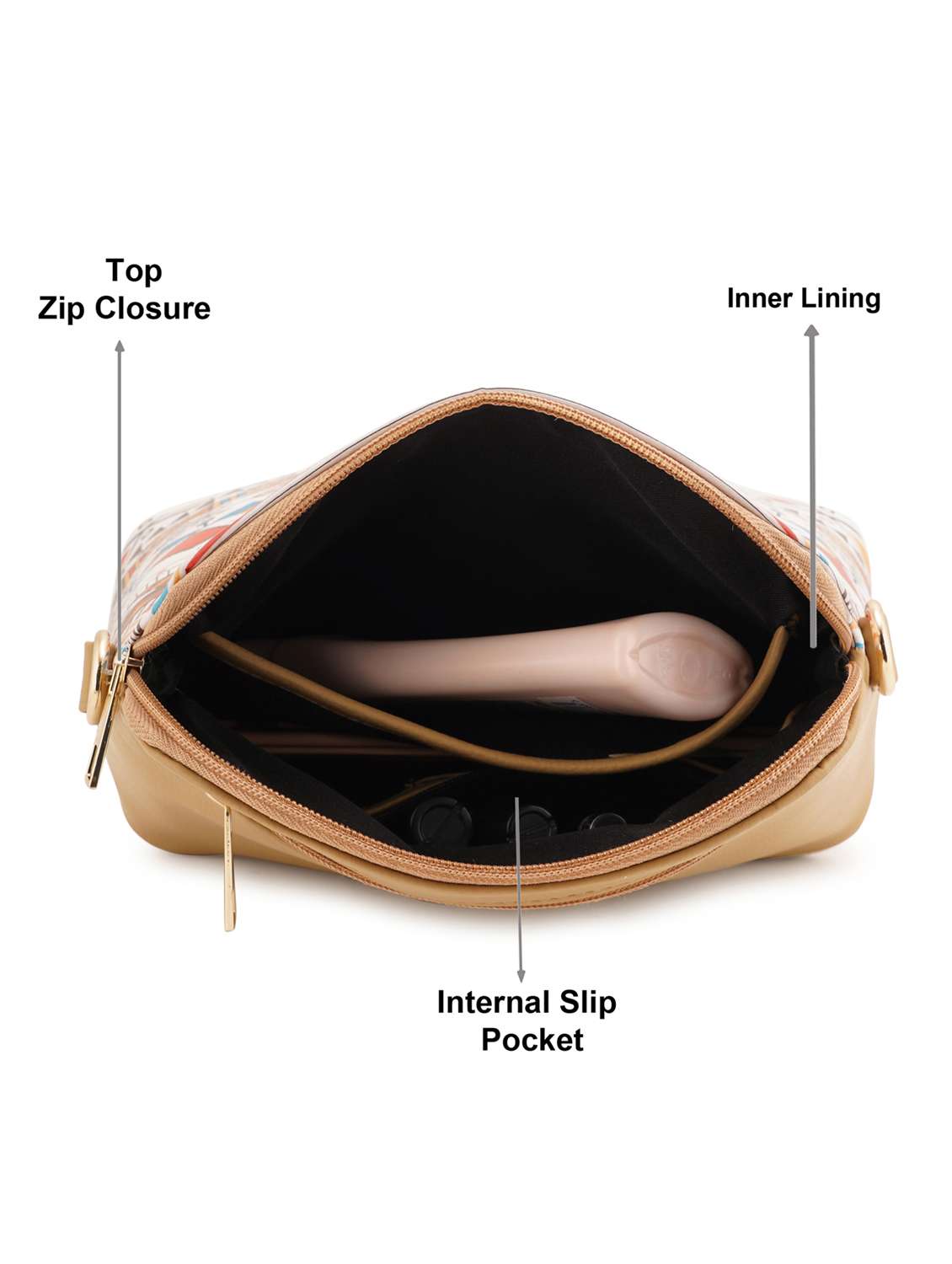 beige leatherette (pu) sling bag - 19108471 - Standard Image - 2