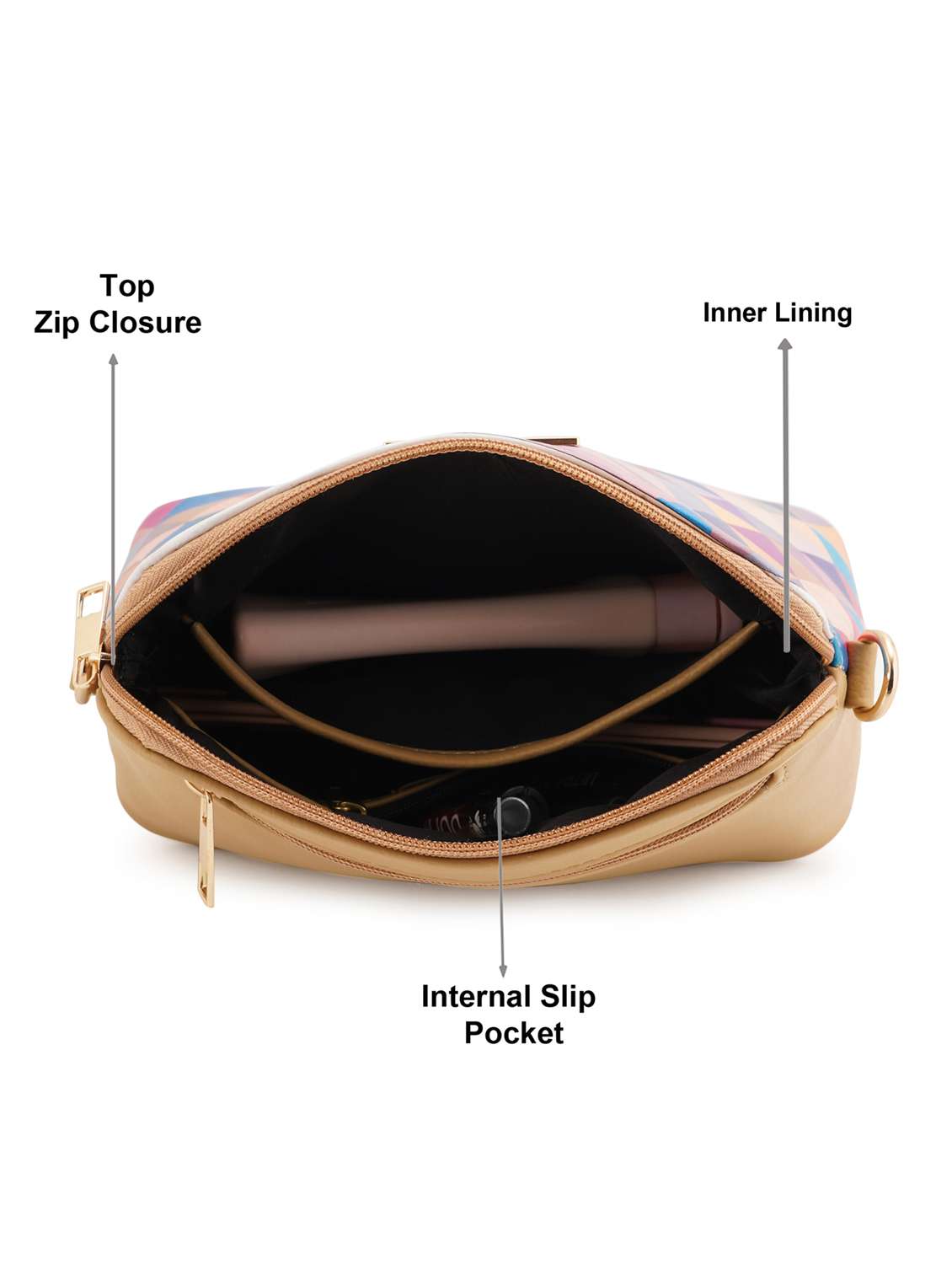 beige leatherette (pu) sling bag - 19108472 - Standard Image - 2