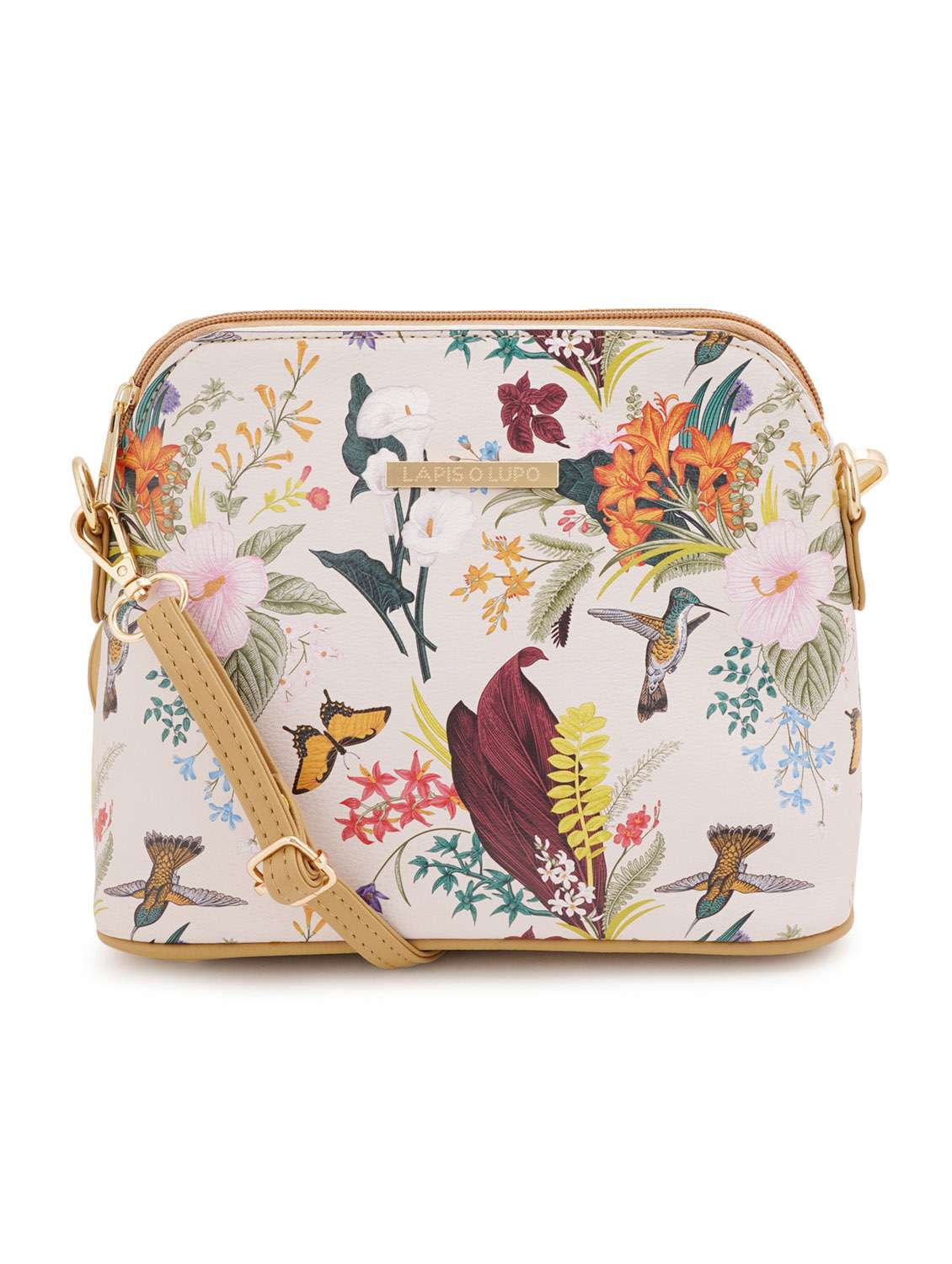 beige leatherette (pu) sling bag