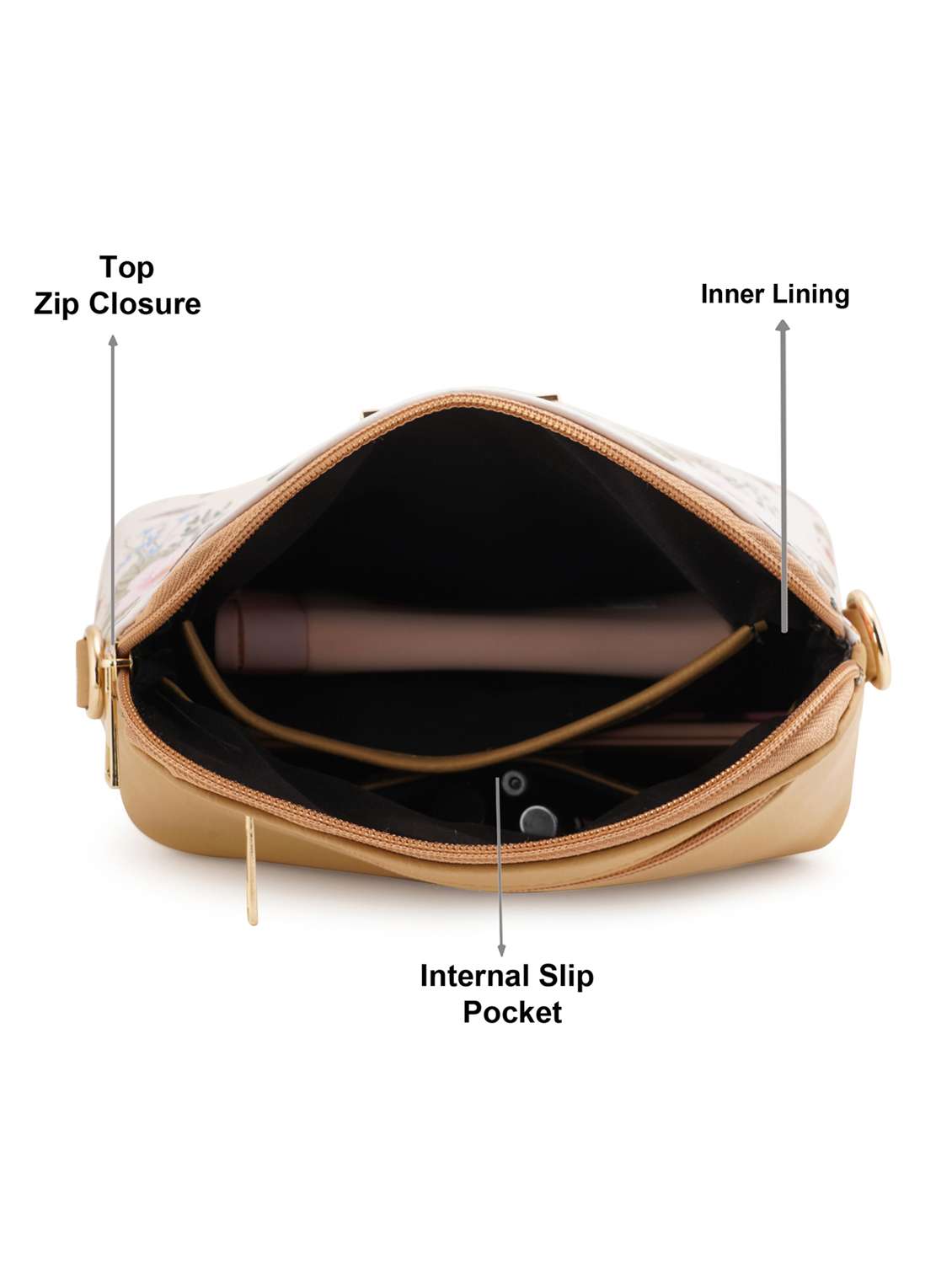 beige leatherette (pu) sling bag - 19108473 - Standard Image - 2