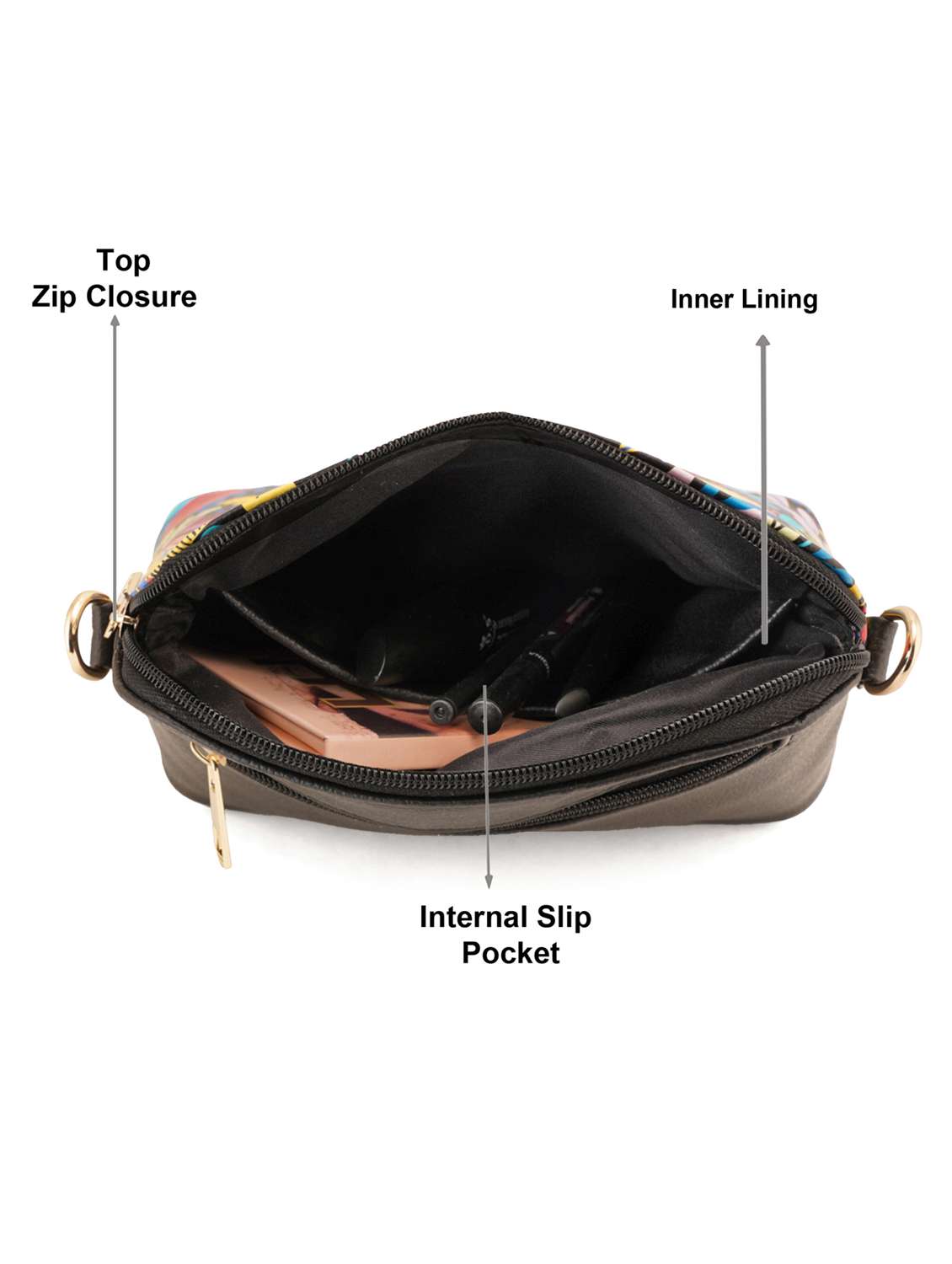 black leatherette (pu) sling bag - 19108479 - Standard Image - 2