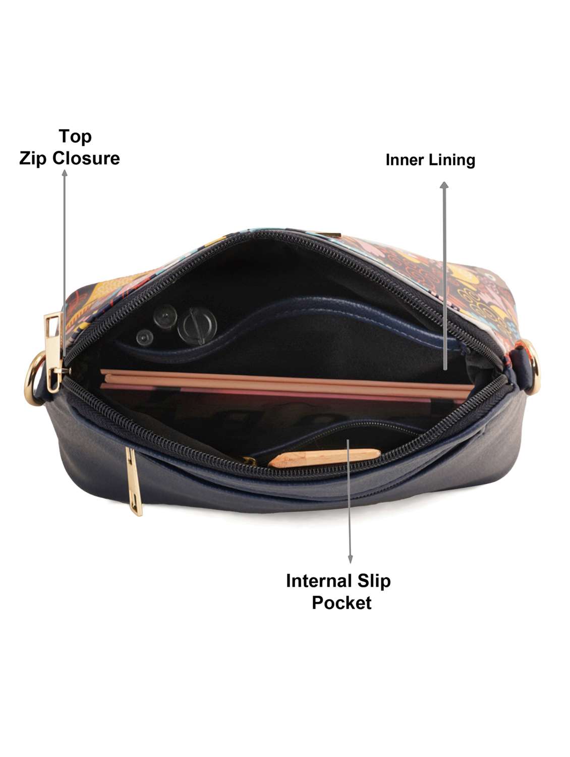 blue leatherette (pu) sling bag - 19108489 - Standard Image - 2