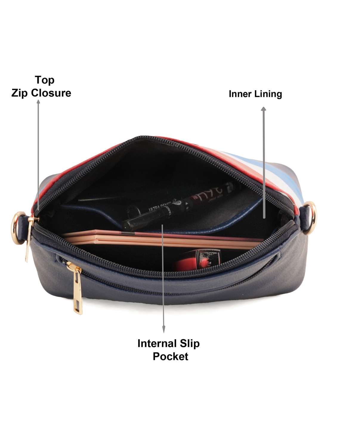 blue leatherette (pu) sling bag - 19108490 - Standard Image - 2